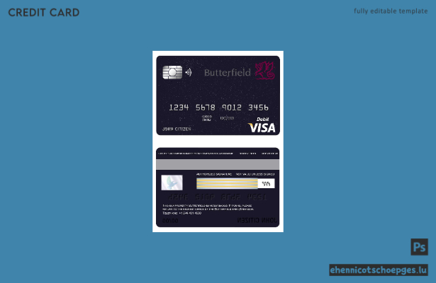 Vorschau einer Beispielkarte der Barbados Butterfield Bank Visa-Karte